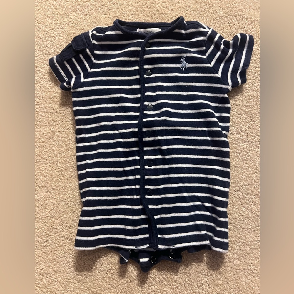 Polo Ralph Lauren baby boy navy and white stripped onesie 3 months